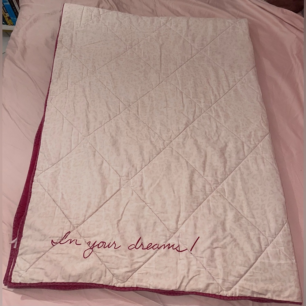 VINTAGE VICTORIA’S SECRET PINK “SO MUCH LOVE SO LITTLE TIME” QUILT - Picture 15 of 16